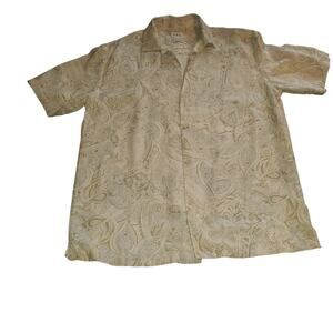 Zara Size S Men's Linen Blend Muted Paisley Button Down Short Sleeve FLAW